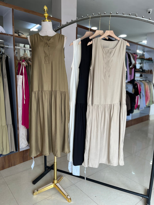 Casual Sleeveless Flounce Dress